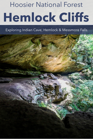 Guide to hiking the hemlock cliffs trail to Indian Cave, messmore falls, and hemlock cliffs falls in the Hoosier National Forest of Indiana 
