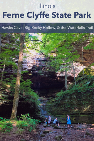 Guide to hiking hawks cave big rocky hollow trail and waterfalls trail in Ferne Clyffe State Park Shawnee National forest Illinois 