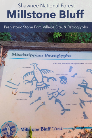 Guide to visiting millstone bluff archeological site hiking trail stone fort and petroglyphs in Shawnee National forest Illinois 