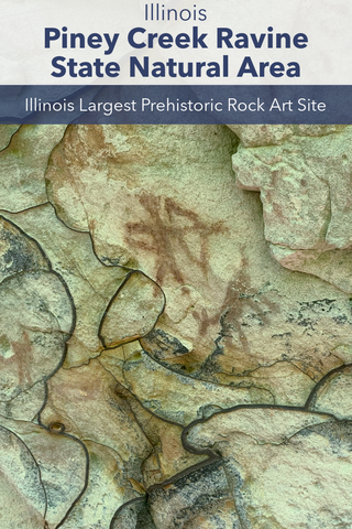 Guide to hiking trails in piney creek ravine state natural area prehistoric rock art site petroglyphs pictographs in Illinois 