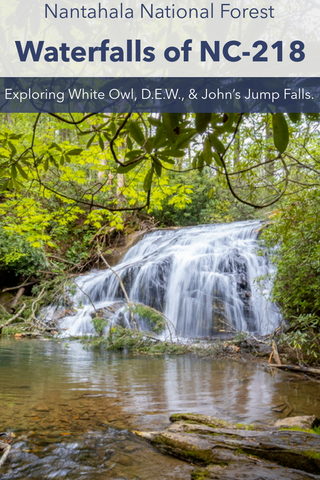 dew falls white owl falls johns jump falls Nantahala national forest waterfalls North Carolina 