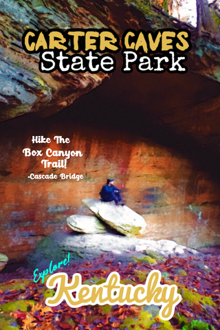 Carter Caves State Park cascade bridge arch on box canyon trail poster kentucky