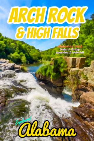 High Falls Park Waterfall Cascades Through Arch Rock Alabama Poster 
