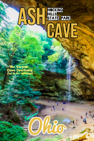 Hocking hills state park aah cave waterfall Ohio poster