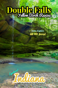 Yellow Birch Ravine Nature Preserve Indiana waterfall poster 