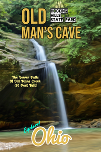 Hocking hills state park old mans cave trail lower falls waterfall Ohio poster