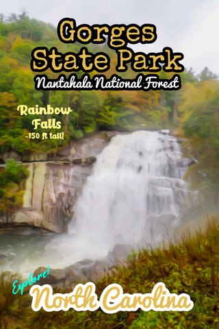 Gorges state park rainbow falls waterfall canyon North Carolina poster