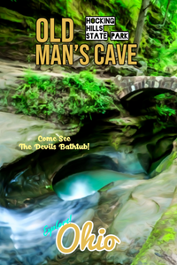 Hocking hills state park old mans cave devils bathtub waterfall Ohio poster