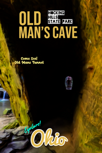 Hocking hills state park old mans cave tunnel hiking trail Ohio poster
