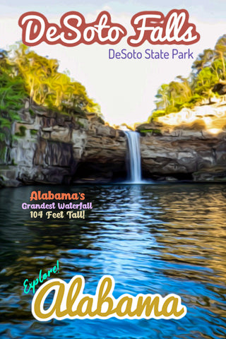 DeSoto Falls Waterfall Picnic Area Basin View Poster Alabama