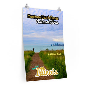 Montrose Beach Dunes Chicago Skyline Poster